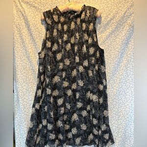 Anthropologie Joie Brita Floral Black,Gray,White Swing Dress, Smock XLg Cottage